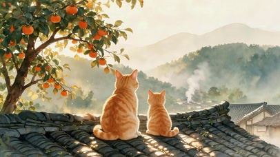 秋天屋顶猫咪