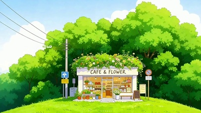 唯美绿色森林小屋