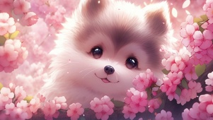 小狗与花