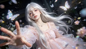 治愈粉裙可爱女孩