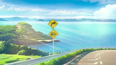 治愈唯美插画夏日海边风景