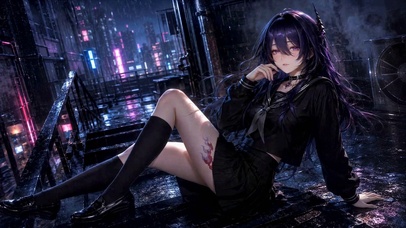 雨夜紫发少女