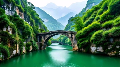 绿色山水湖泊护眼