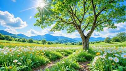 护眼蓝天下草地