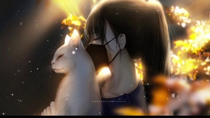 美女与猫咪