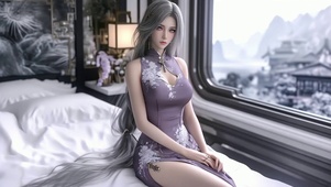 窗户边旗袍女孩