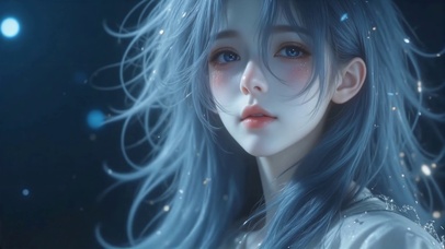 古风蓝发氛围感少女