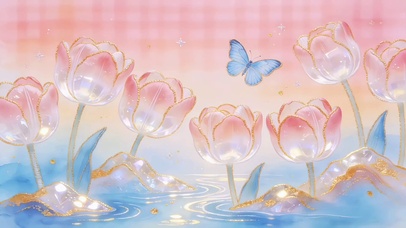汀花漾波蝶舞春柔