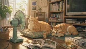复古客厅猫狗休憩