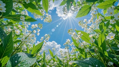 蓝天下白花清新治愈风景