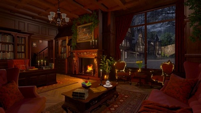 夜晚雨天别墅房间