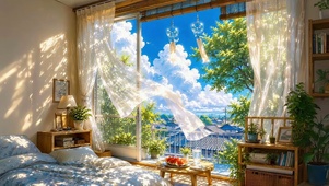 夏日窗台风铃