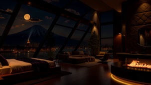 月夜观富士