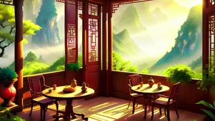 山中的古风茶楼