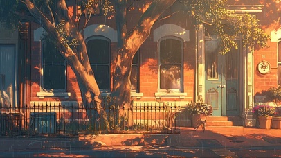 落日静谧欧式小屋