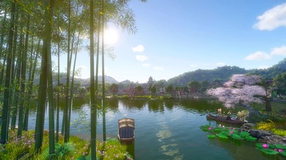 古风江南竹林湖畔