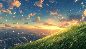 护眼夕阳树木