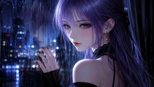 雨夜紫发少女