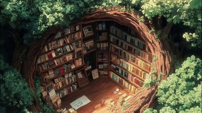 森林树洞阳光温馨书店