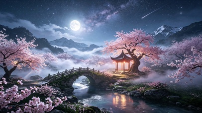 樱落月明