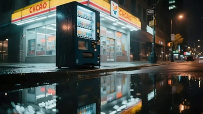 雨天城镇街道夜景