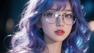 眼镜紫发美女