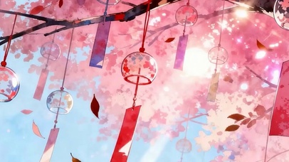 樱花树木带鱼屏