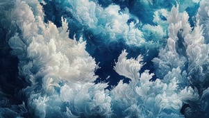 蓝调静谧海中波浪植物