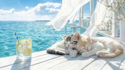 海边慵懒猫咪