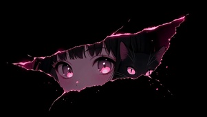 粉色少女和猫