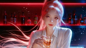 酒吧高马尾甜美女孩