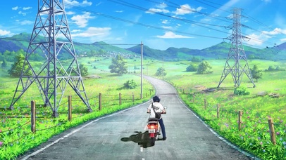 治愈插画骑行乡村公路