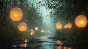 朦胧竹林静谧无人小径