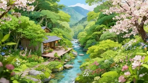 唯美的青山溪水