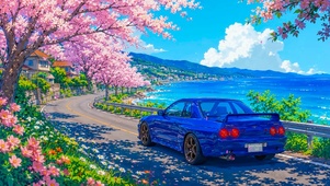 唯美海景公路跑车