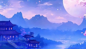 古风樱花树木带鱼屏