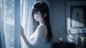 窗边清冷美少女