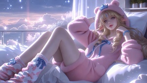 粉色幻想睡衣精灵女孩