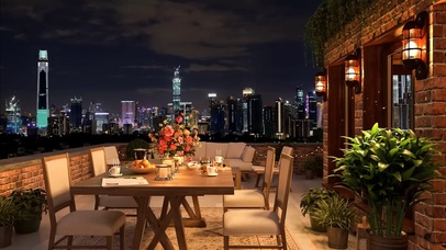 舒适的夜间咖啡馆氛围