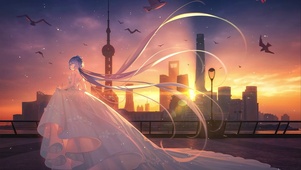 夕阳婚裙天依