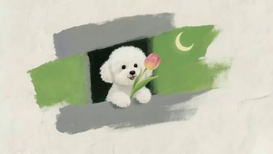 画窗小狗