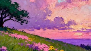 晚霞夕阳海景带鱼屏