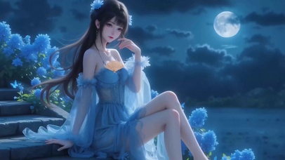 夜晚星夜唯美少女