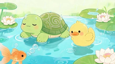 夏天萌宠戏水