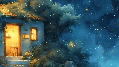护眼绿景星空带鱼屏