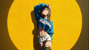 光影里比耶的街舞少女