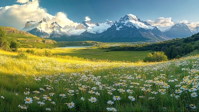 清新绿色鲜花草原