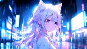 猫耳少女と夜の街