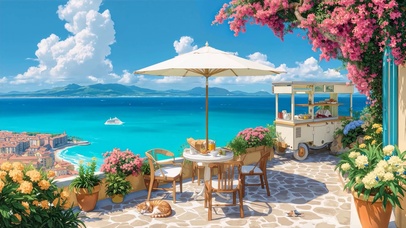 夏天悠闲海边