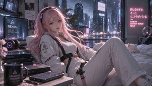 霓虹都市粉发女孩